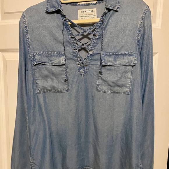 Abercombie & Fitch Denim Long Sleeve Shirt Womens Medium - Picture 3 of 16